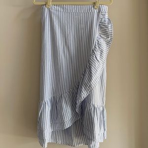 Gap Midi Skirt Blue and White Seersucker Size 10